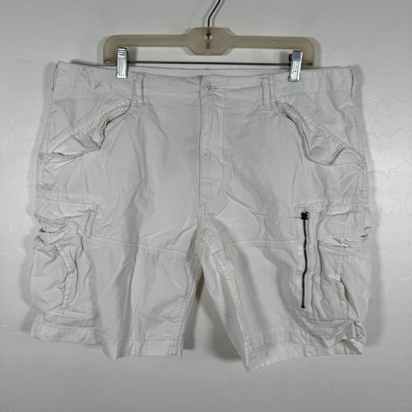Polo Ralph Lauren Cargo Shorts Mens 38 White Utility Heavy Cotton Pockets - Picture 1 of 10